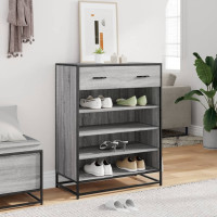 Produktbild för Skoskåp grå sonoma 75x38x97,5 cm konstruerat trä och metall