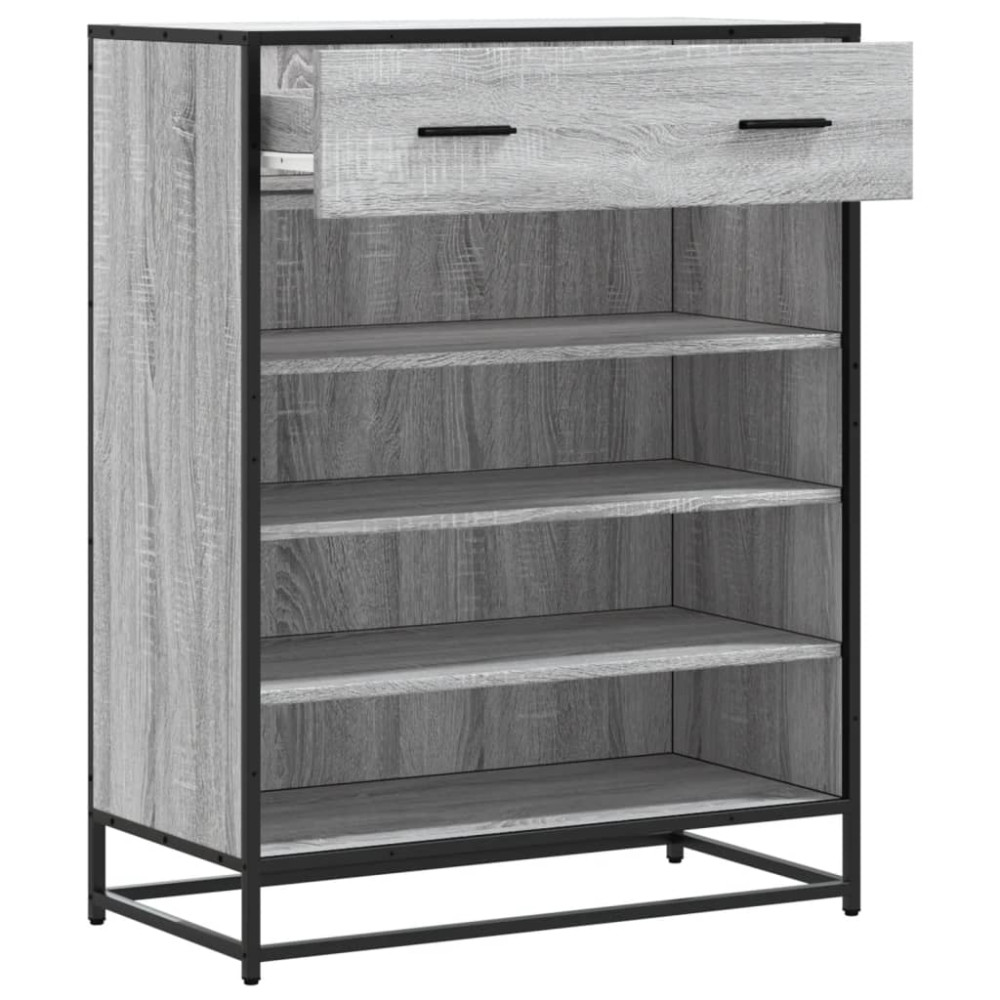 Produktbild för Skoskåp grå sonoma 75x38x97,5 cm konstruerat trä och metall