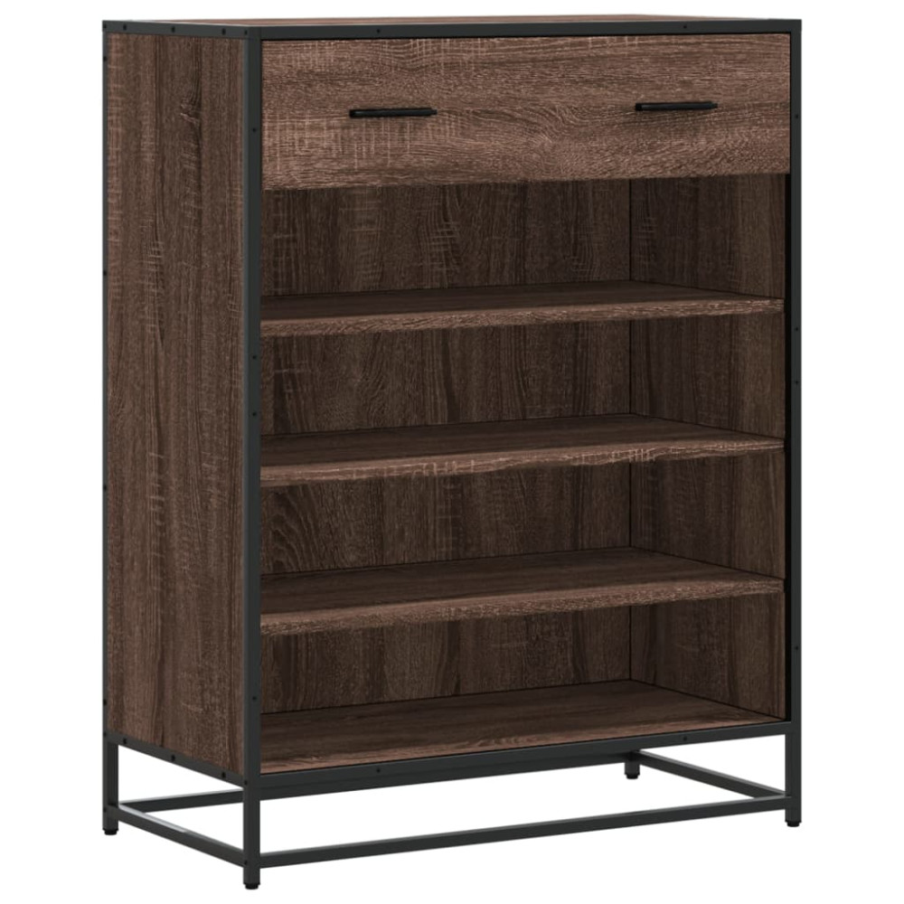 Produktbild för Skoskåp brun ek 75x38x97,5 cm konstruerat trä och metall