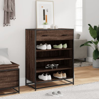 Produktbild för Skoskåp brun ek 75x38x97,5 cm konstruerat trä och metall
