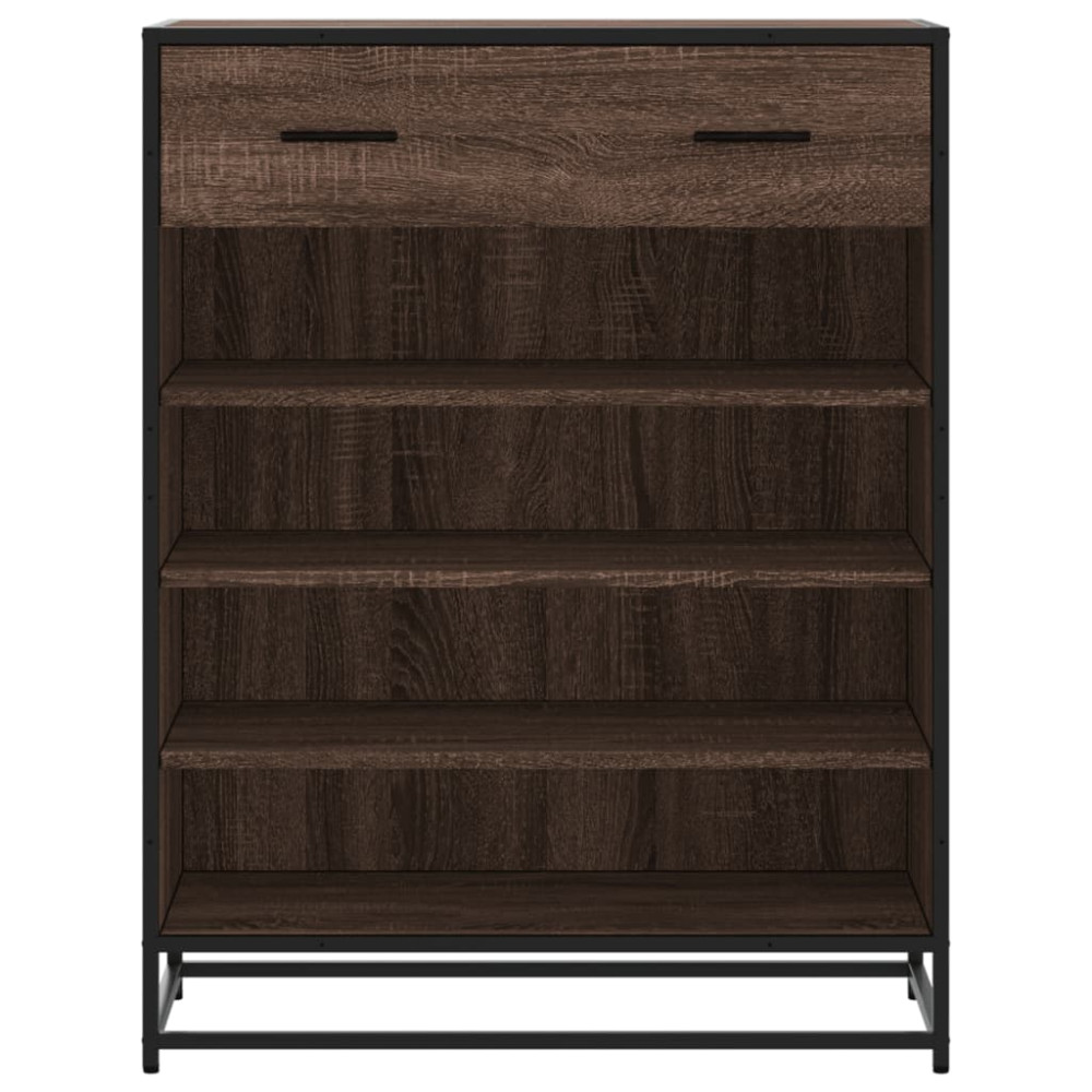 Produktbild för Skoskåp brun ek 75x38x97,5 cm konstruerat trä och metall