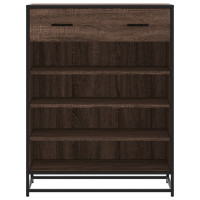 Produktbild för Skoskåp brun ek 75x38x97,5 cm konstruerat trä och metall