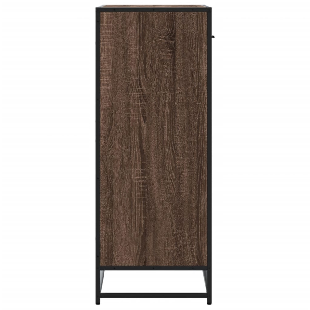 Produktbild för Skoskåp brun ek 75x38x97,5 cm konstruerat trä och metall