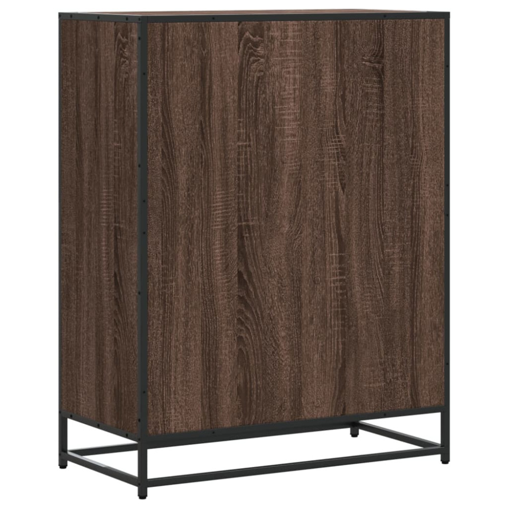 Produktbild för Skoskåp brun ek 75x38x97,5 cm konstruerat trä och metall