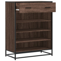 Produktbild för Skoskåp brun ek 75x38x97,5 cm konstruerat trä och metall