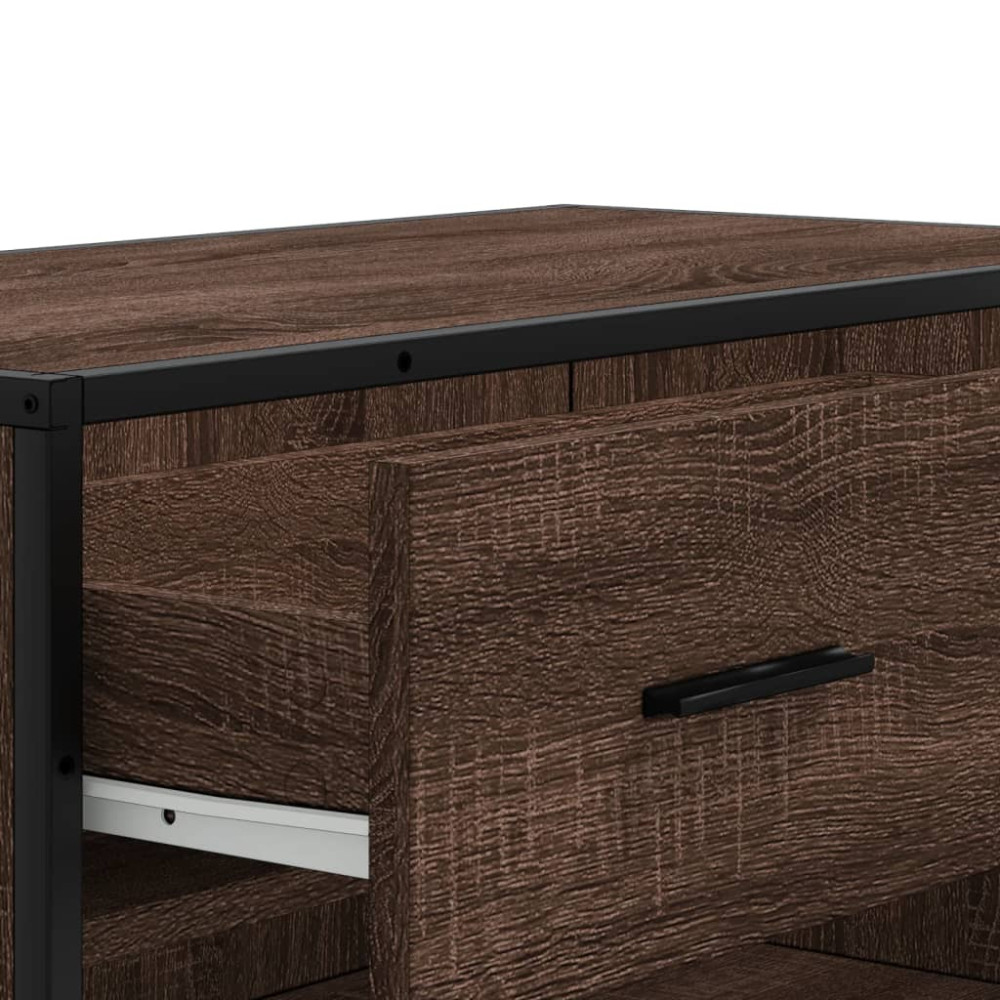 Produktbild för Skoskåp brun ek 75x38x97,5 cm konstruerat trä och metall