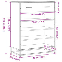 Produktbild för Skoskåp brun ek 75x38x97,5 cm konstruerat trä och metall