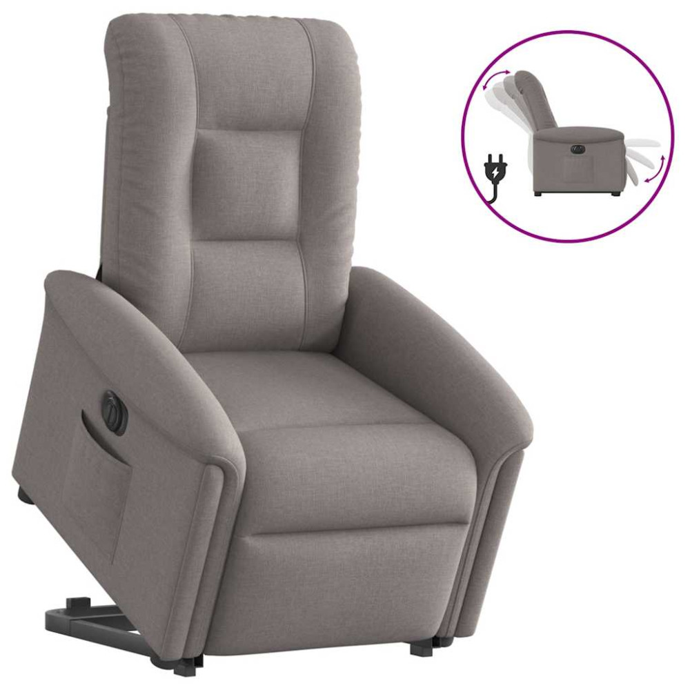 Produktbild för Elektrisk reclinerfåtölj med uppresningshjälp taupe tyg
