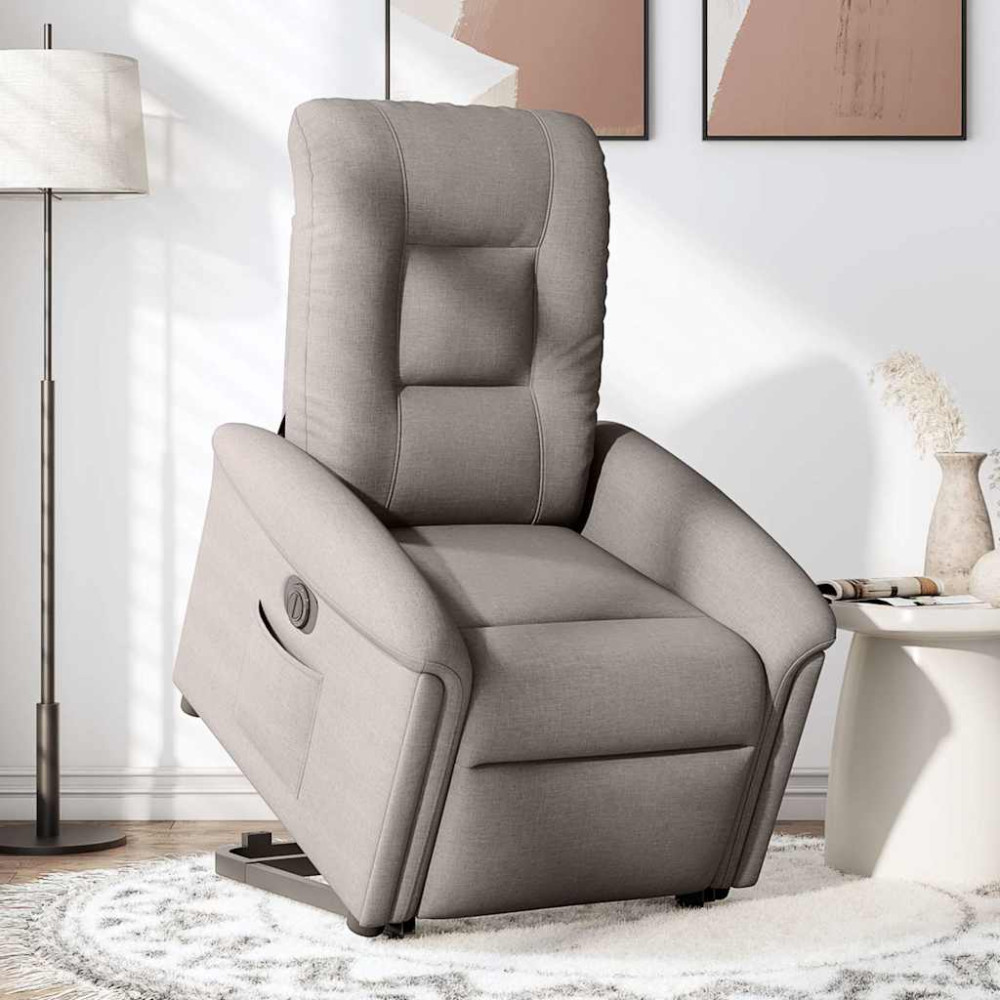 Produktbild för Elektrisk reclinerfåtölj med uppresningshjälp taupe tyg