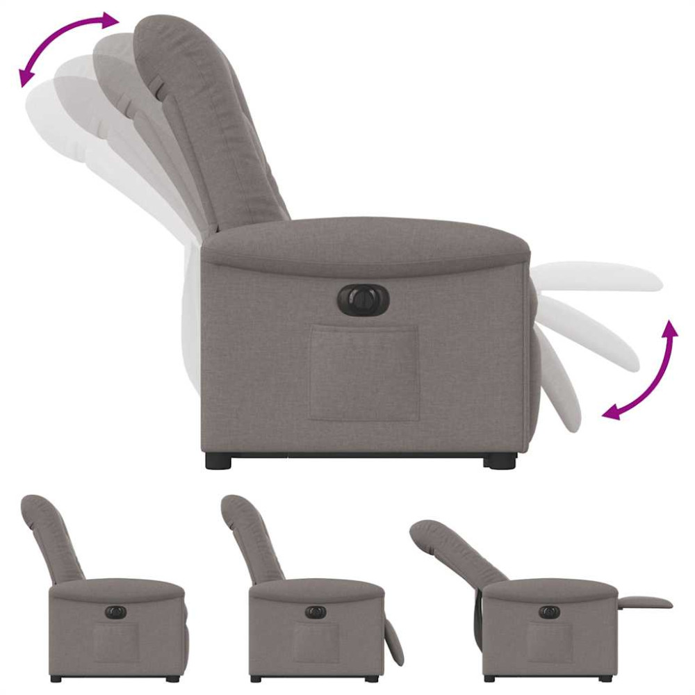 Produktbild för Elektrisk reclinerfåtölj med uppresningshjälp taupe tyg