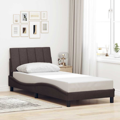 vidaXL Bed Frame without Mattress "Hanko" Dark Brown 80x200 cm Fabric - Sängar & Sängramar