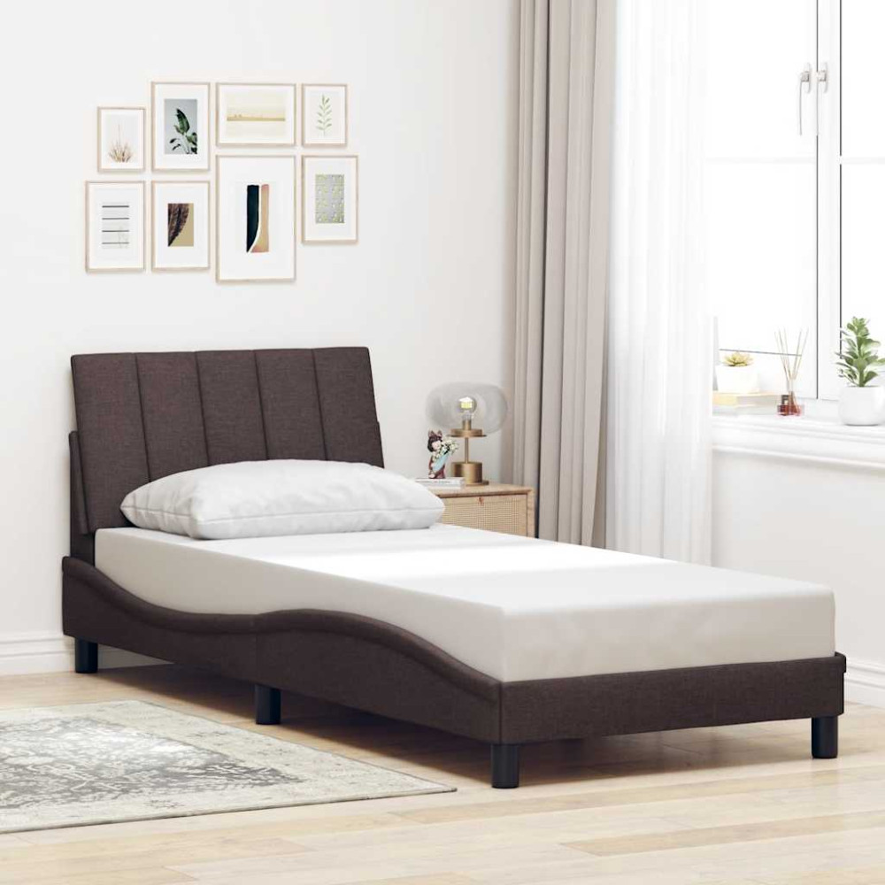 Produktbild för Bed Frame without Mattress "Hanko" Dark Brown 90x190 cm Fabric