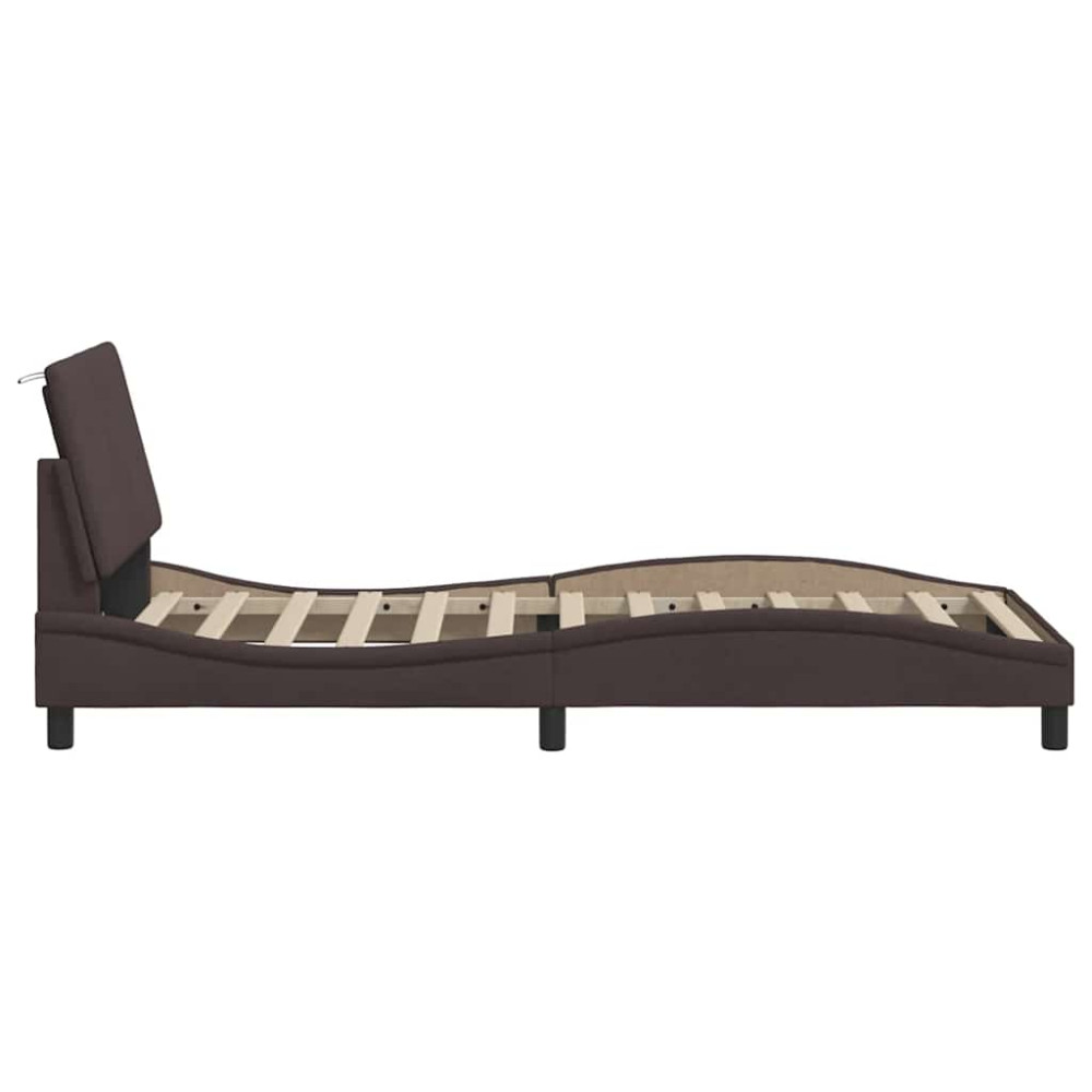 Produktbild för Bed Frame without Mattress "Hanko" Dark Brown 90x190 cm Fabric