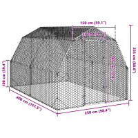 Produktbild för Hönsgård 2,5x4x2,25 m galvaniserat stål