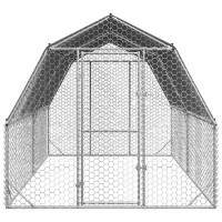 Produktbild för Hönsgård med tak 2,5x4x2,25 m galvaniserat stål