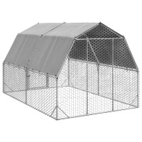 Produktbild för Hönsgård med tak 2,5x4x2,25 m galvaniserat stål