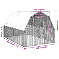 Produktbild för Hönsgård med tak 2,5x4x2,25 m galvaniserat stål