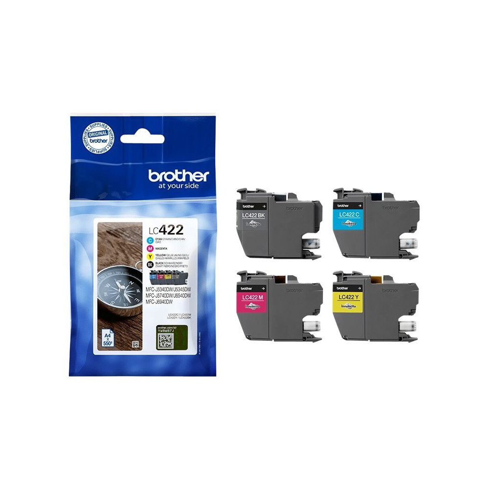 Produktbild för Brother LC422 Value Pack - 4-pack - svart, cyan, magenta, gul - original - bläckpatron