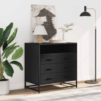 Produktbild för Byrå svart 70x41x70 cm konstruerat trä