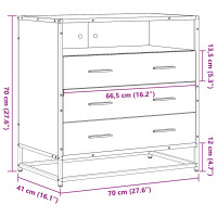 Produktbild för Byrå svart 70x41x70 cm konstruerat trä