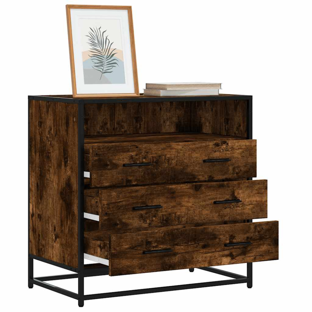 Produktbild för Lådskåp rökfärgad ek 70x41x70 cm konstruerat trä