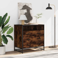 Produktbild för Lådskåp rökfärgad ek 70x41x70 cm konstruerat trä