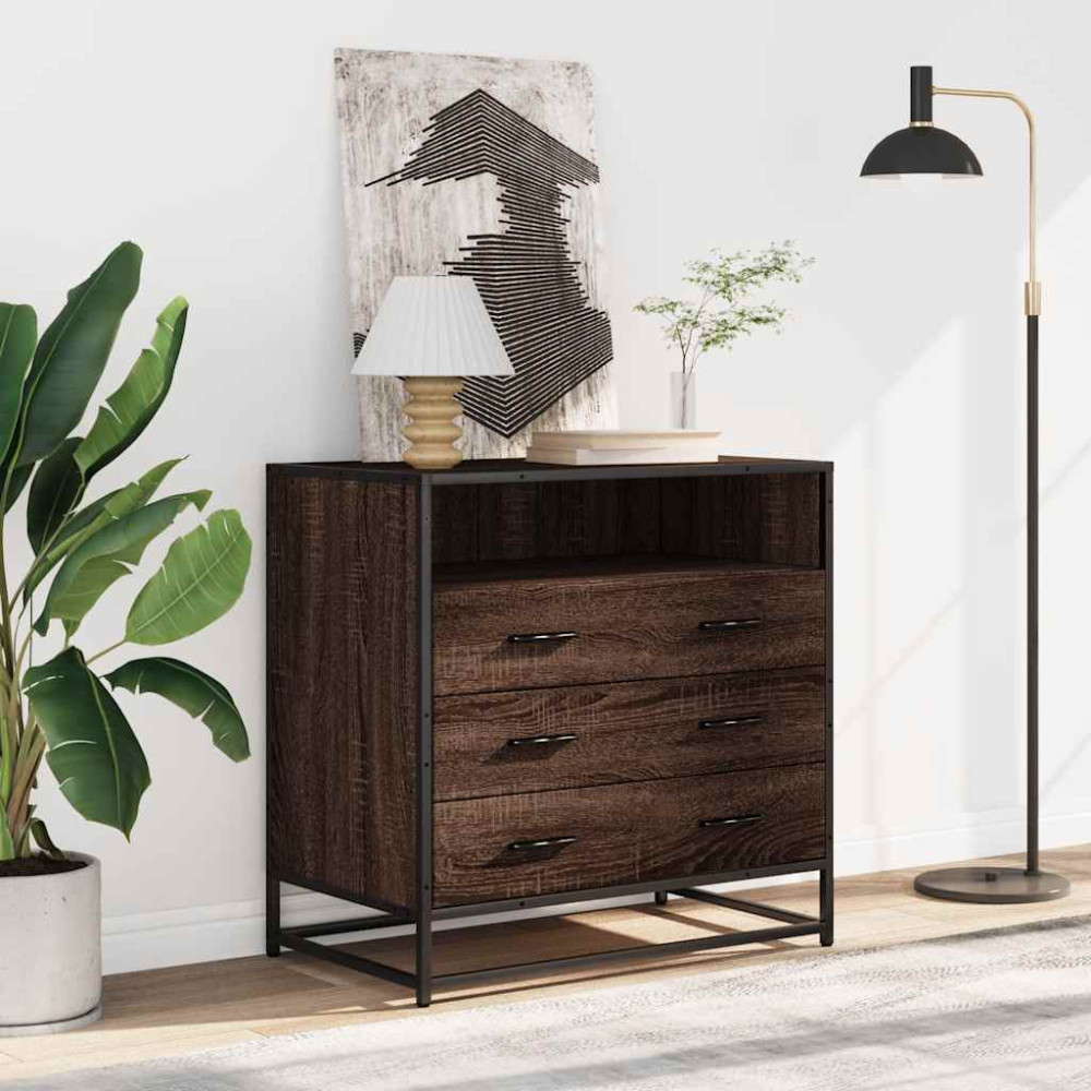 Produktbild för Byrå brun ek 70x41x70 cm konstruerat trä