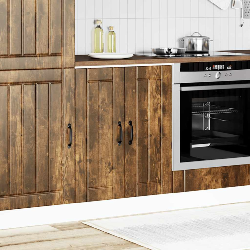 Produktbild för Basskåp med diskbänk Lucca rökfärgad ek konstruerat trä