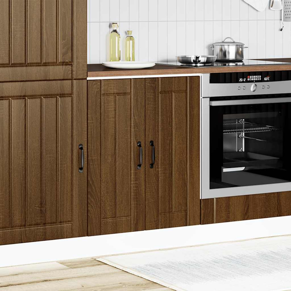Produktbild för Basskåp med diskbänk Lucca brun ek konstruerat trä