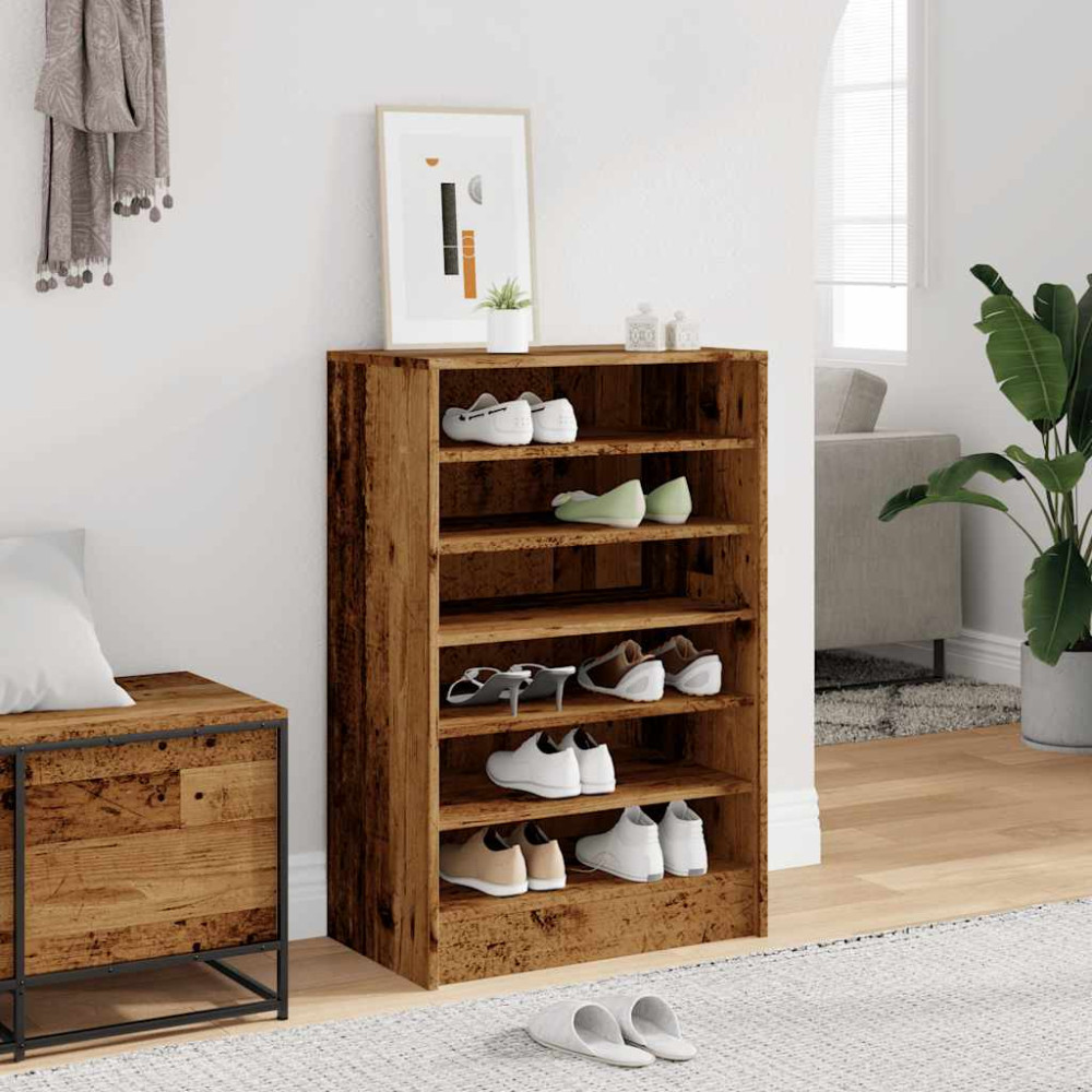 Produktbild för Skoskåp åldrat trä 60x35x92 cm konstruerat trä