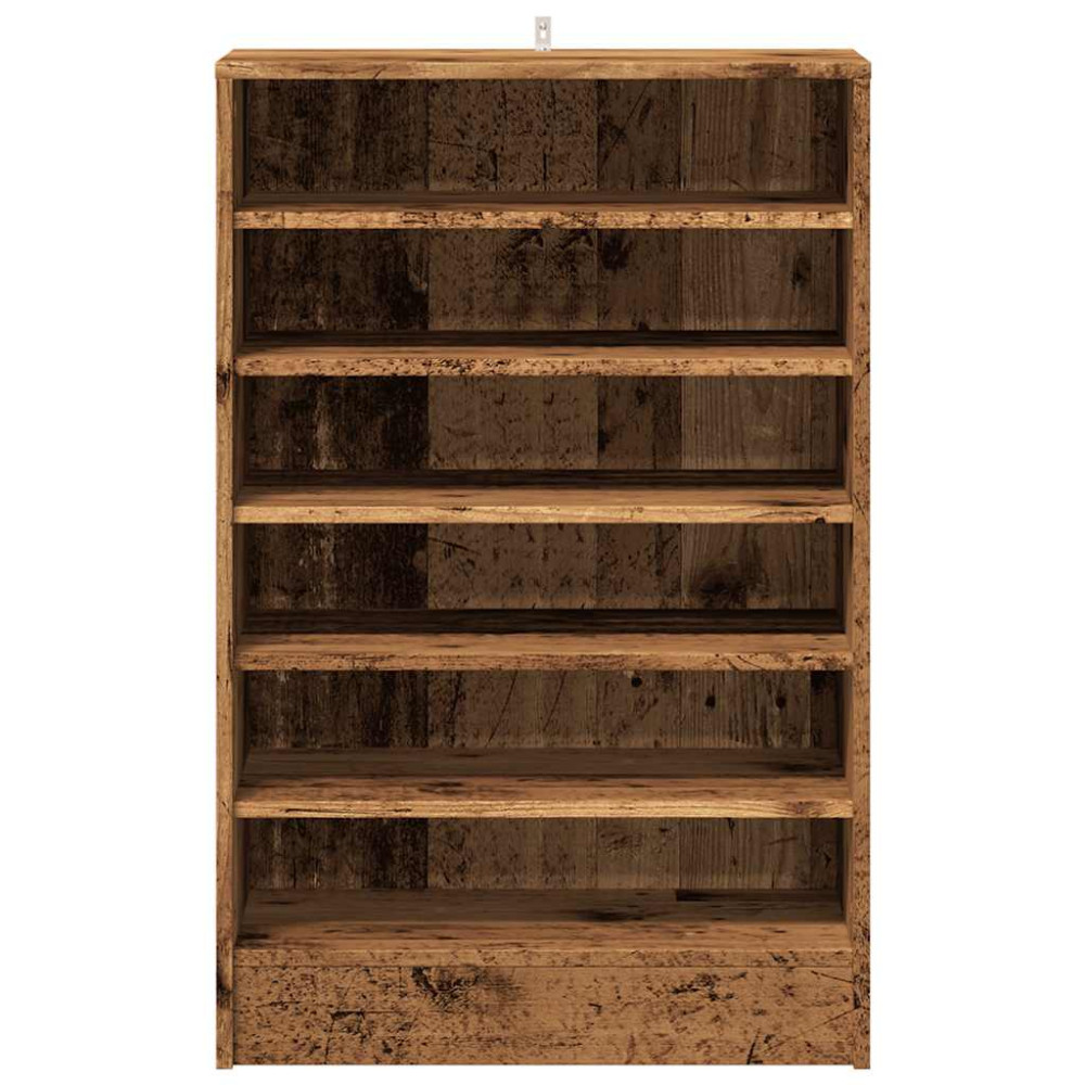 Produktbild för Skoskåp åldrat trä 60x35x92 cm konstruerat trä