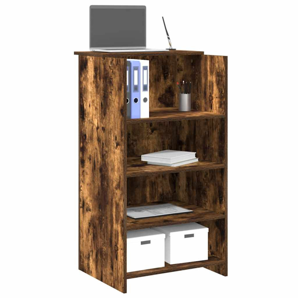 Produktbild för Receptionsdisk rökfärgad ek 55x50x103,5 cm konstruerat trä