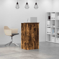 Produktbild för Receptionsdisk rökfärgad ek 55x50x103,5 cm konstruerat trä