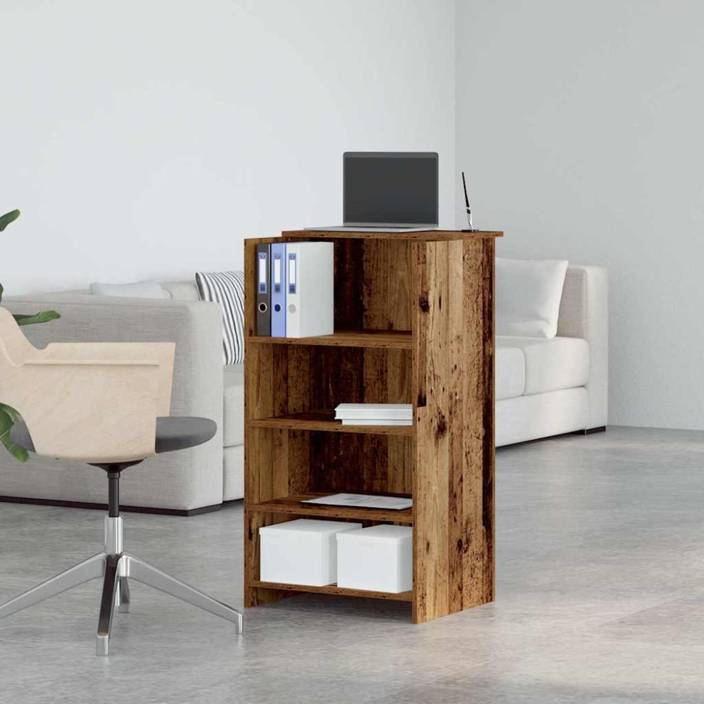 Produktbild för Receptionsdisk åldrat trä 55x50x103,5 cm konstruerat trä
