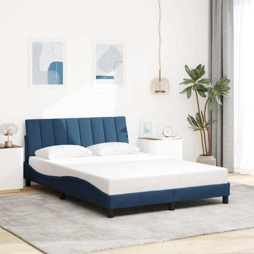 vidaXL Bed Frame without Mattress "Hanko" Blue 140x200 cm Fabric - Sängar & Sängramar