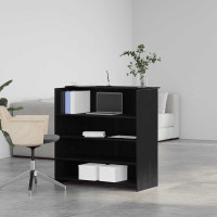 Produktbild för Receptionsdisk svart ek 100x50x103,5 cm konstruerat trä