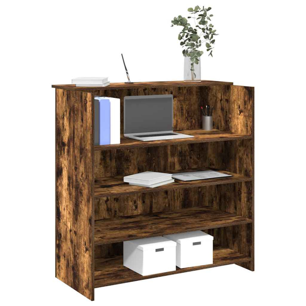 Produktbild för Receptionsdisk rökfärgad ek 100x50x103,5 cm konstruerat trä