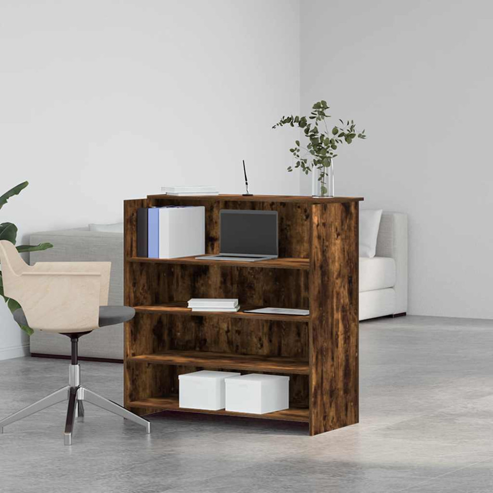 Produktbild för Receptionsdisk rökfärgad ek 100x50x103,5 cm konstruerat trä