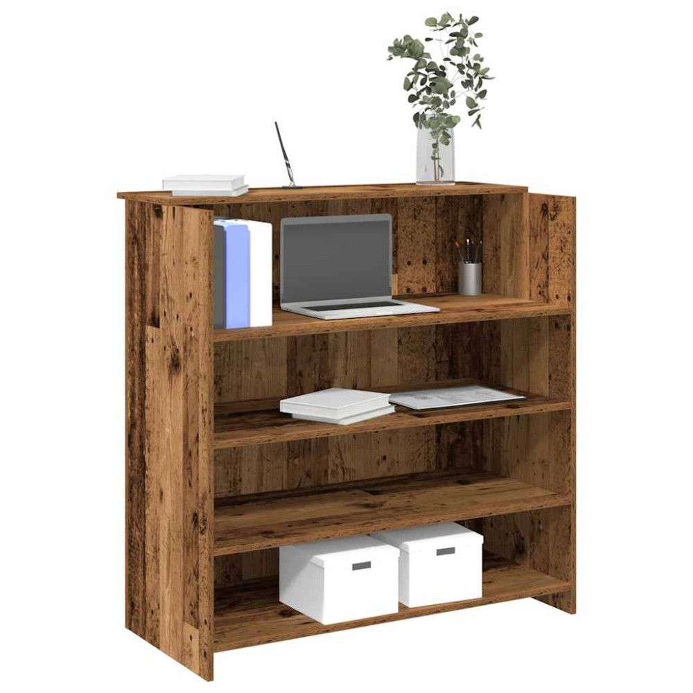Produktbild för Receptionsdisk åldrat trä 100x50x103,5 cm konstruerat trä