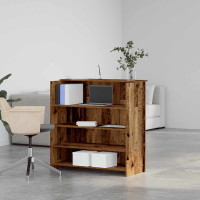 Produktbild för Receptionsdisk åldrat trä 100x50x103,5 cm konstruerat trä