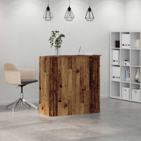 Produktbild för Receptionsdisk åldrat trä 100x50x103,5 cm konstruerat trä