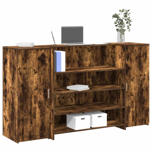 vidaXL Receptionsdisk rökfärgad ek 180x50x103,5 cm konstruerat trä
