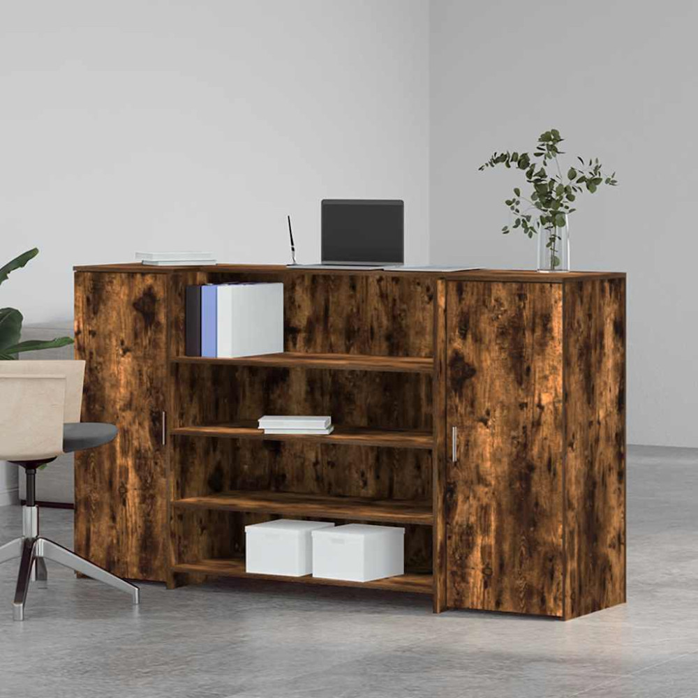Produktbild för Receptionsdisk rökfärgad ek 180x50x103,5 cm konstruerat trä