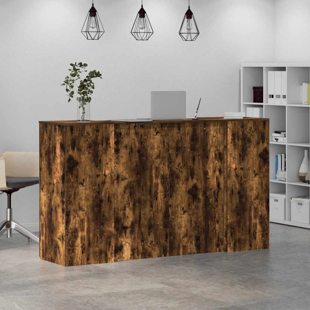 Produktbild för Receptionsdisk rökfärgad ek 180x50x103,5 cm konstruerat trä