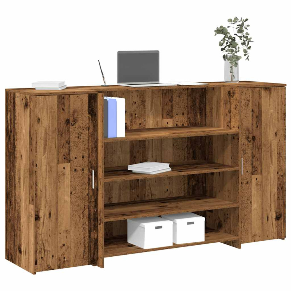 Produktbild för Receptionsdisk åldrat trä 180x50x103,5 cm konstruerat trä