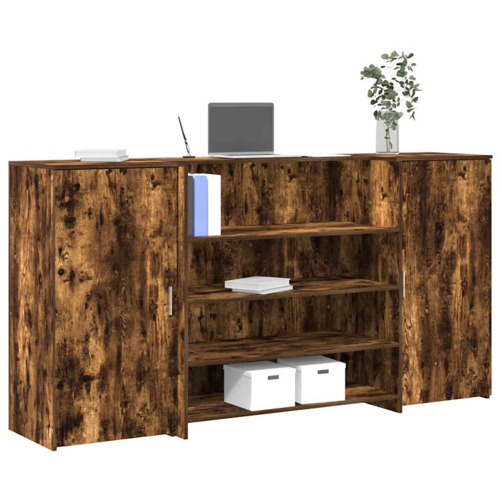 Produktbild för Receptionsdisk rökfärgad ek 200x50x103,5 cm konstruerat trä