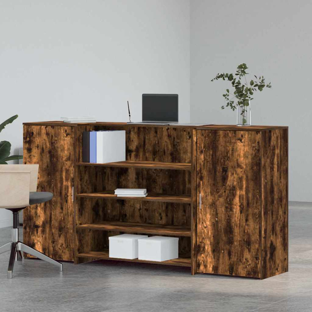 Produktbild för Receptionsdisk rökfärgad ek 200x50x103,5 cm konstruerat trä