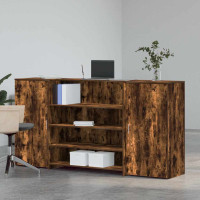 Produktbild för Receptionsdisk rökfärgad ek 200x50x103,5 cm konstruerat trä