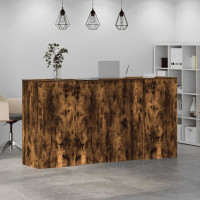 Produktbild för Receptionsdisk rökfärgad ek 200x50x103,5 cm konstruerat trä