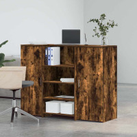 Produktbild för Receptionsdisk rökfärgad ek 135x50x103,5 cm konstruerat trä